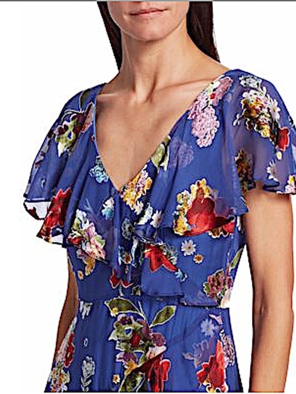 Alice + Olivia Electra Floral Silk Blend Asymmetrical Ruffle Cocktail Dress - Picture 4 of 9